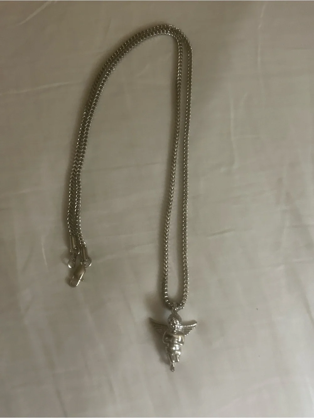 Silver Angel Pendant Necklace - Men's Accessory